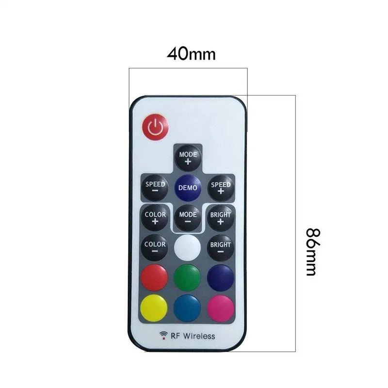 1m USB DC 5V-24V LED Controller Kit- 17 Key RF Wireless Remote Control Dimmer/Inline for 5050 3528 RGB LED Strip Lights
