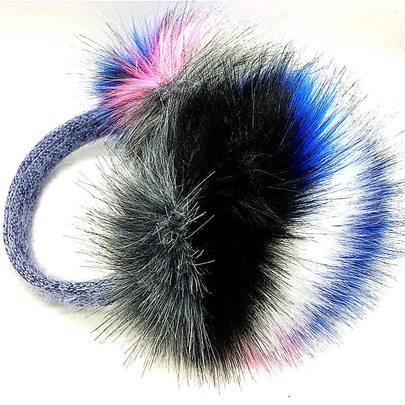 
2021Top quality Fur Fox Hair Soft Plush girls Warm bunny winter Earmuffs 