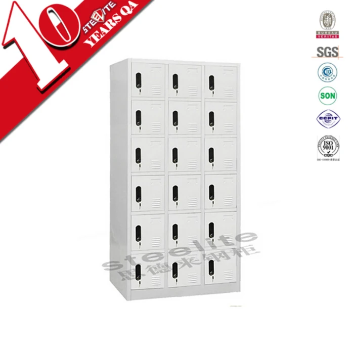 18 Compartments air Coin Lockers Sale/18 Door Metal File Cabinets Knock Down/light Blue Swimming Pool Metal Closet Lockers Lock