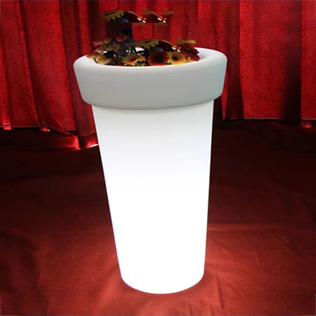 Light up flower pot lighted outdoor flower pots PE material led vase light