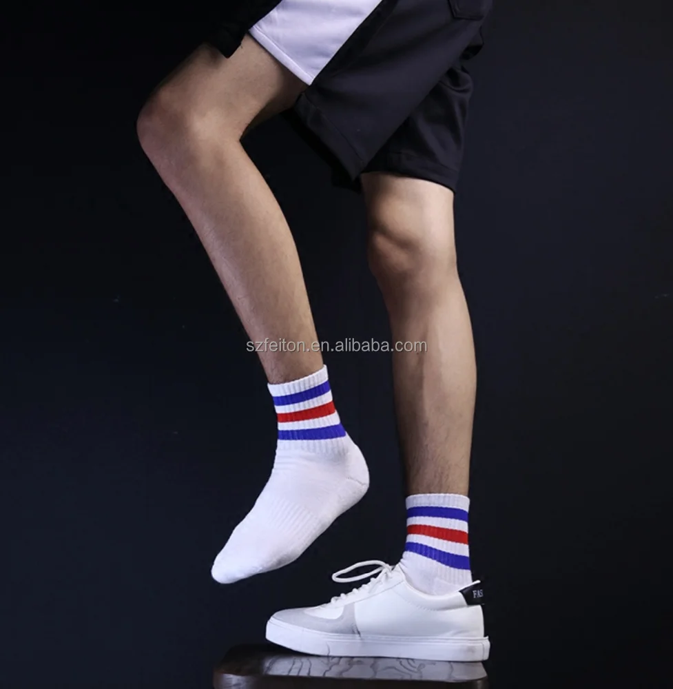 Custom logo white running tennis basketball men sports socks