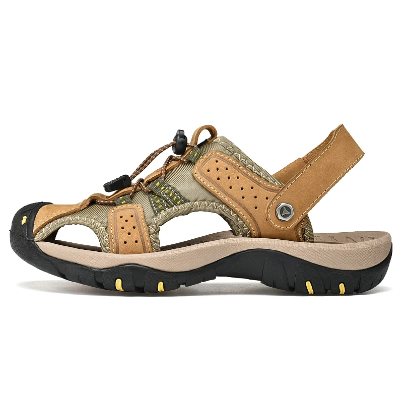 Мужские кожаные сандалии, Нескользящие походные сандалии для улицы, Новое поступление 2019