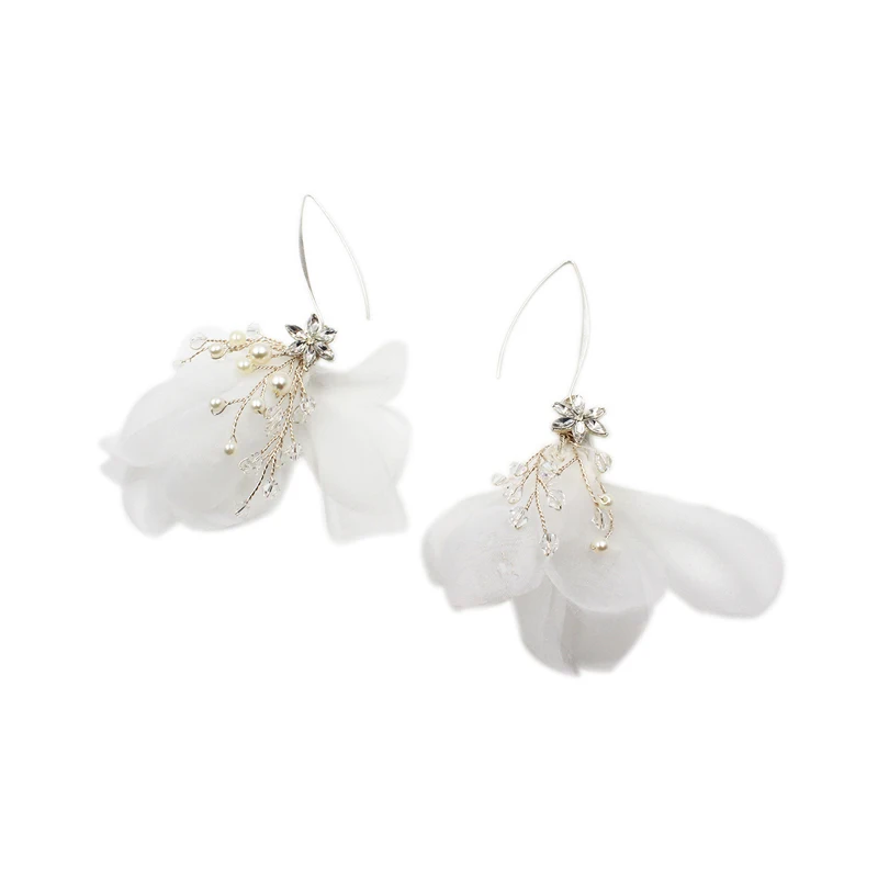 E017 Pearl earring cristal sets for women fashion flower korea earring jewelry bridal wedding headpiece