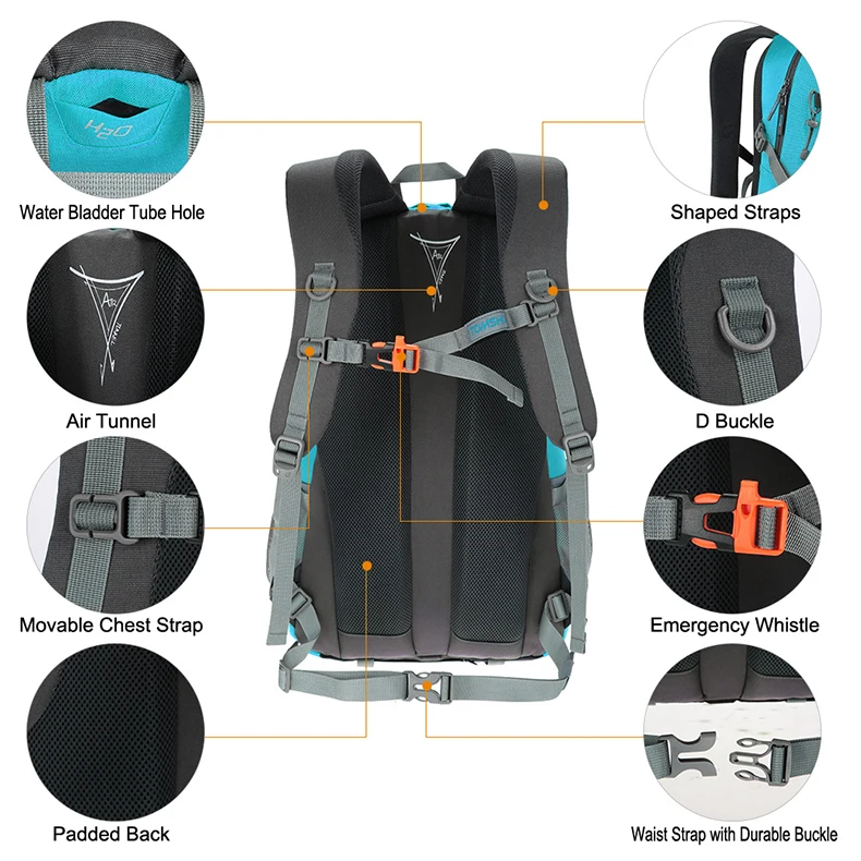 Назад воздухопроницаемость Водонепроницаемость 40L открытый спортивный рюкзак с дождевой крышкой