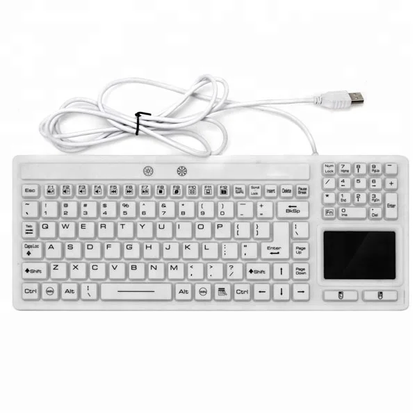 
Backlit Waterproof Medical Industrial Keyboard with Touchpad Silicone 