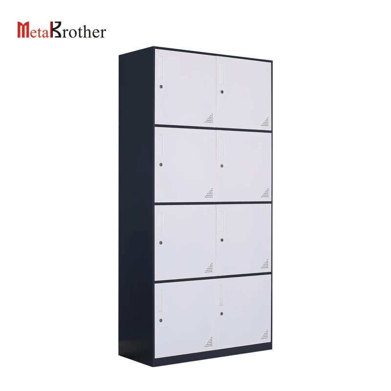 8 Doors Metal Locker Style Wardrobe Clothes High Quality Steel Storage Cabinet Kids Changing Room Locker Furniture