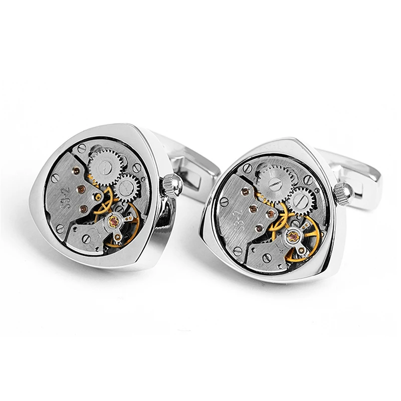 Mechanical cufflinks watch movement steampunk cufflinks