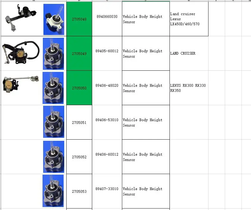 
8940760022 8940760031 8940741010 8940860030 8940660030 8940560012 Headlight level sensor height sensor 