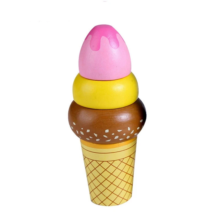 Wholesale Funny Toy Wooden Kitchen Toys Pretend Play Ice Cream Toy For Kids
