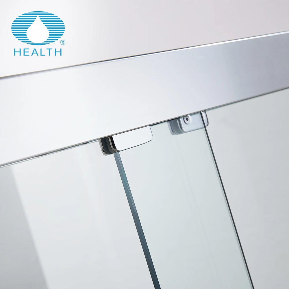 Soft Closer Aluminum Frame Tempered Glass Bypass Double Sliding Shower Door For Bathroom