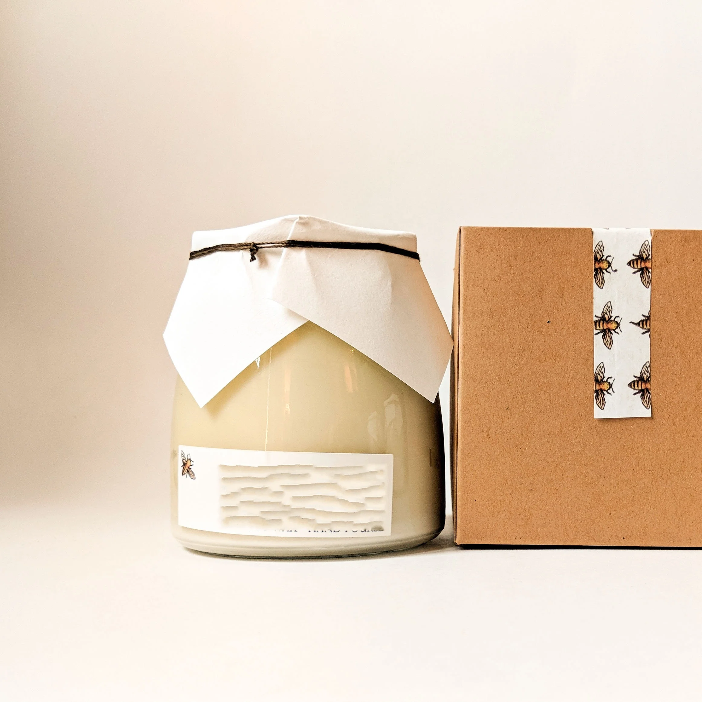 Natural beeswax Candle Handpour Jar candle with box and Paper cover