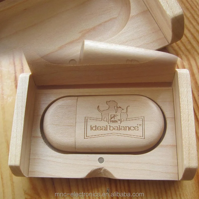 Green ecological promotional gift custom laser etching branded 4GB wooden usb flash with gift box