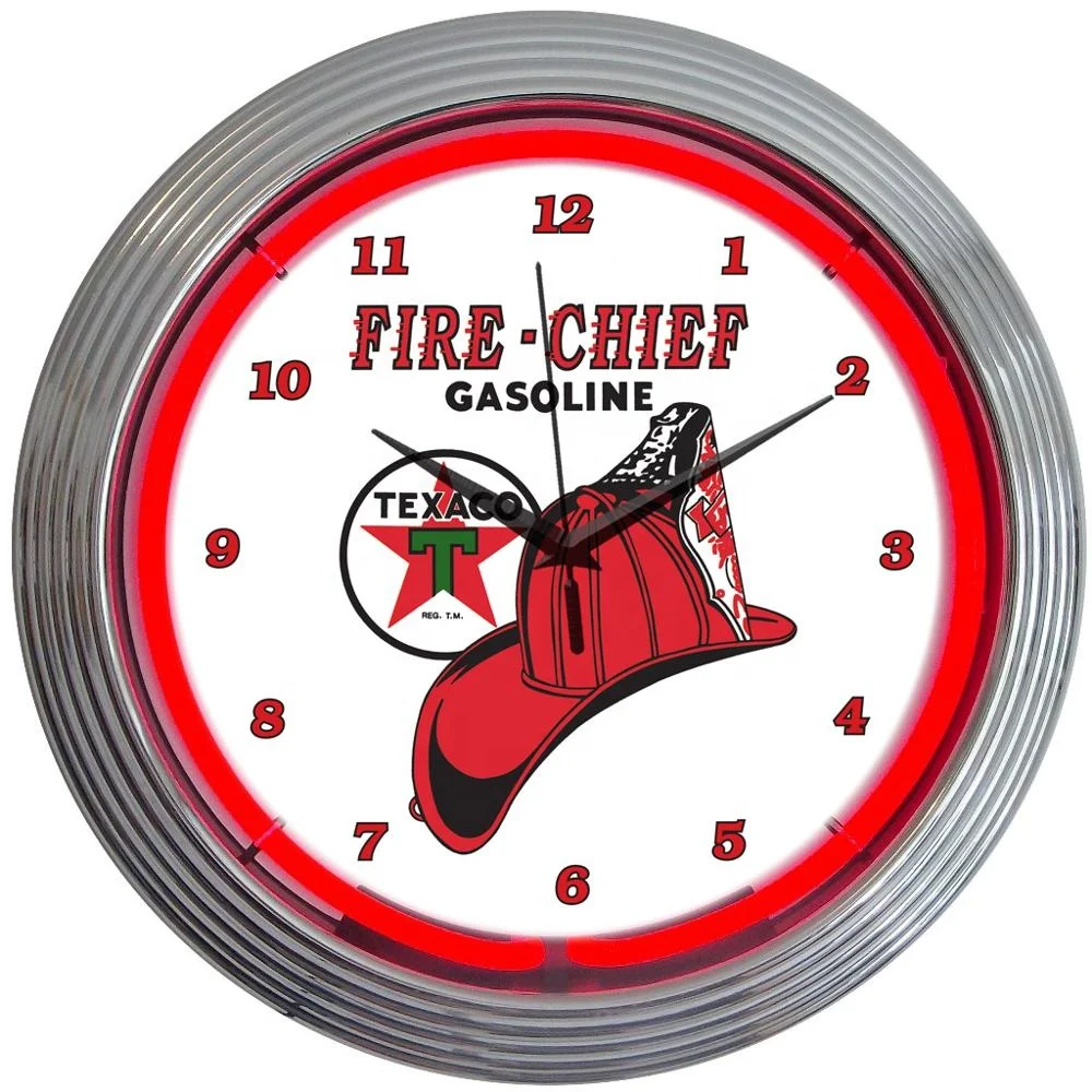 Wholesale custom neon lights decoration GM chevy trucks round neon clock custom glass neon wall clock