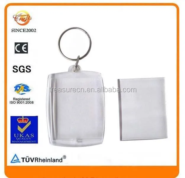 Round square rectangle clear acrylic insert photo split ring keyring