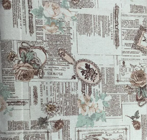 English newspaper pattern printed linen cotton fabric DIY cloth for decorative cloth/curtains/pillow