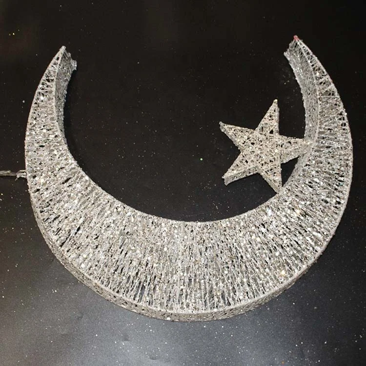 Battery Operated Warm White Gold Moon and Star Shaped Christmas Light Decoration