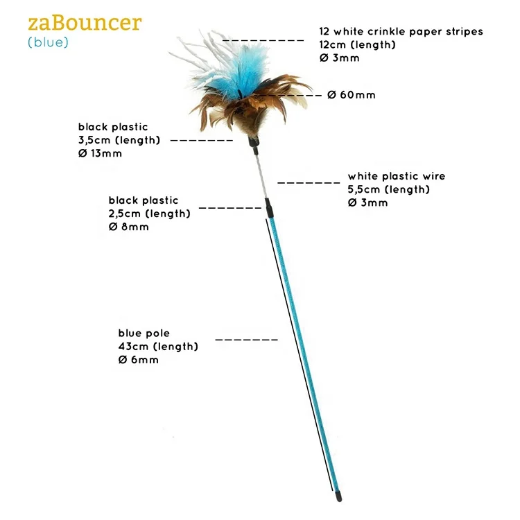 Заводская распродажа, Высококачественная красочная палочка для кошек с настоящими перьями