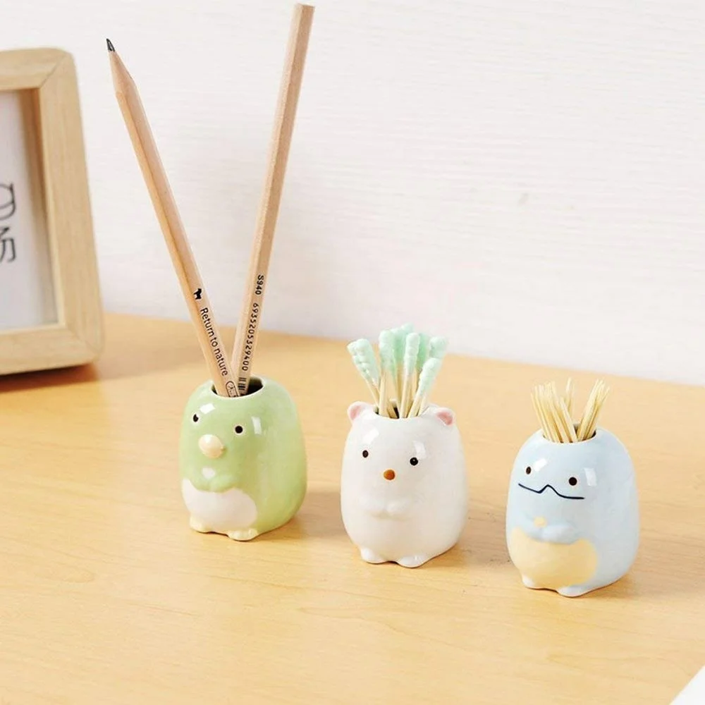 Single Unique Funky Ceramic Tooth Brush Stand Toothbrush Holder with Animal Design for Children Kids Bathroom Storage Organizer