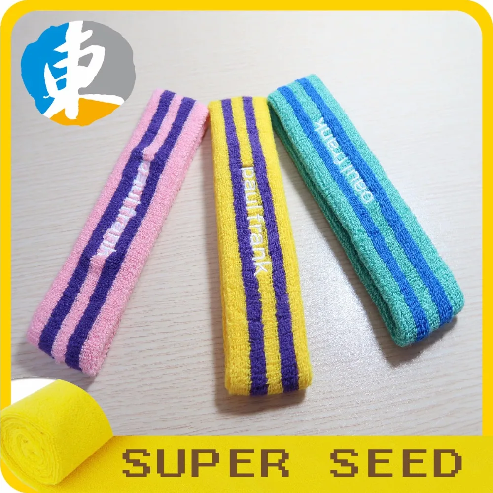 Cotton terry embroidery headband with custom logo