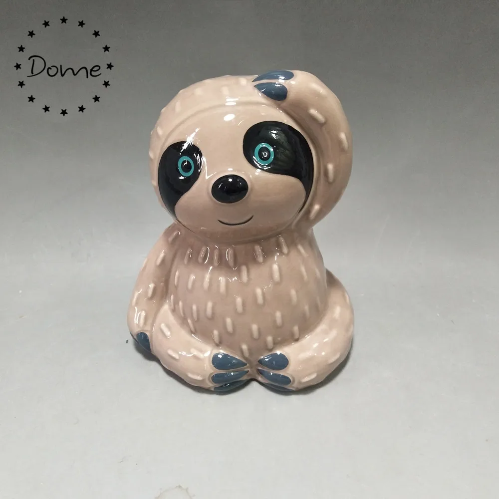 2019 New Design Animal Shape Ceramic Sloth Piggy Bank  Coin Box
