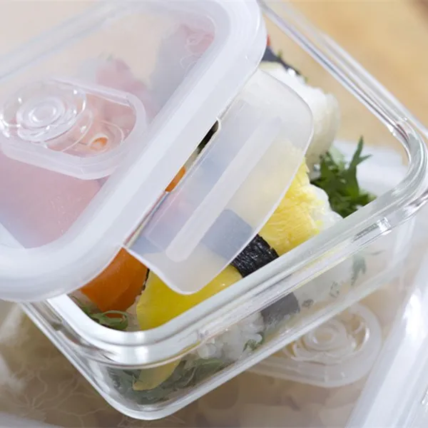 Hot sales Microwave Oven Safe Square glass container leakproof bento lunch box