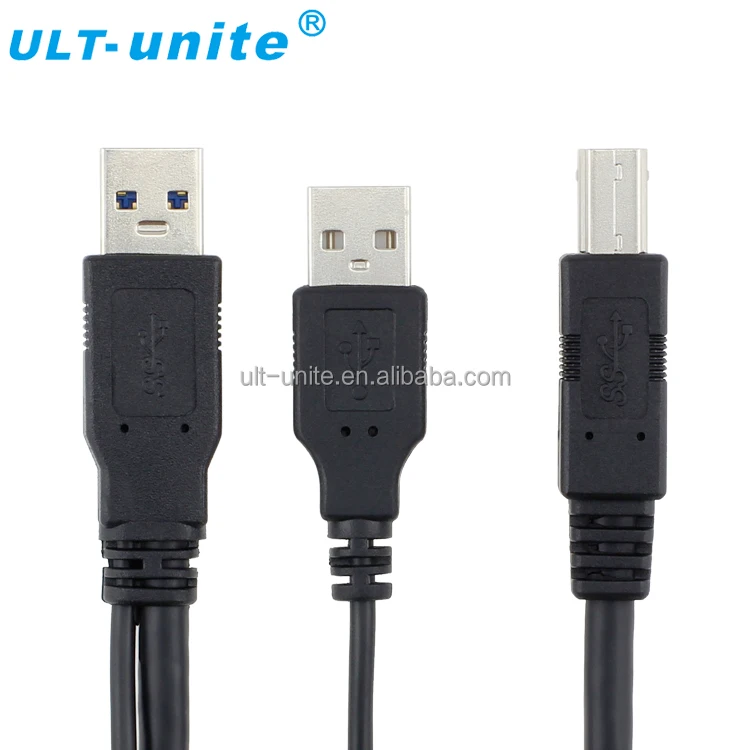 USB3.0 Мужчина + USB2.0 (Блок Питания) НА Тип-B Мужской Кабель, Черный, L = 0.6 м