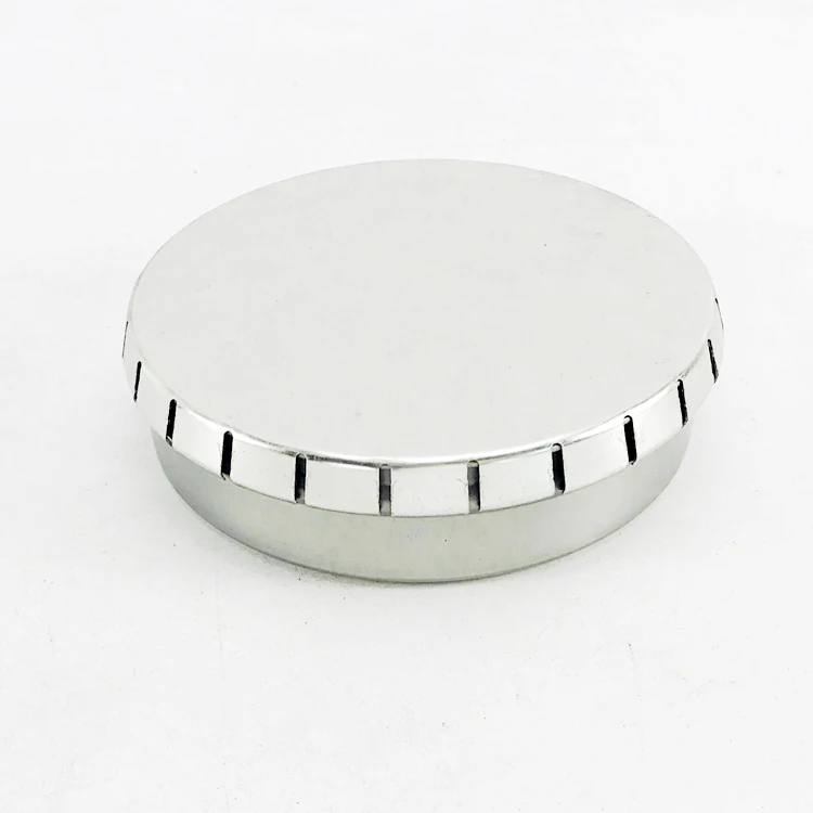 small round silver color click clack tin can for lip blam / candle / mint / candy packaging