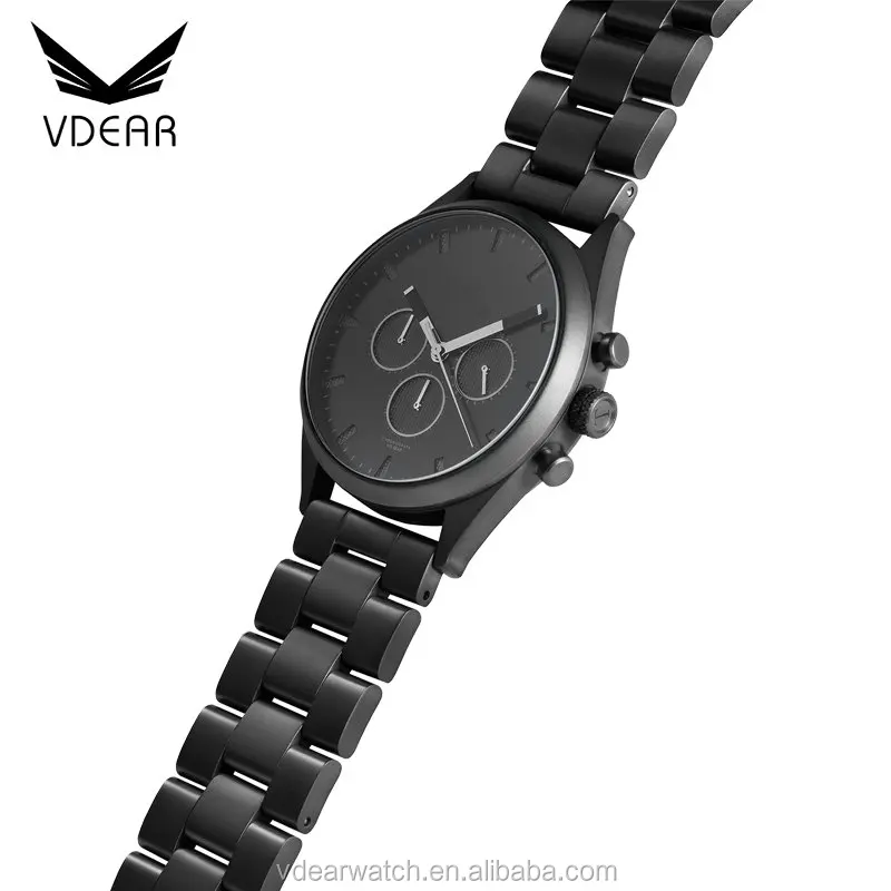 Blank cheap chronograph watches men luxury branded stainless steel chain watch logo custom