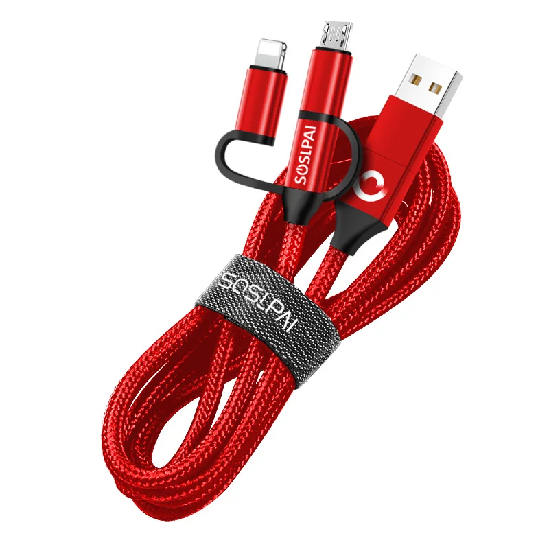 SOSLAPI new arrived all in one usb data cable nylon braided 18w fast charging usb c to usb c cable