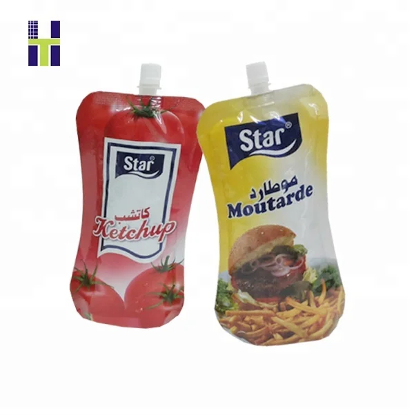Stand up spout pouch tomato sauce plastic packaging bags/plastic food packaging bag for ketchup tomato sauce packaging bag