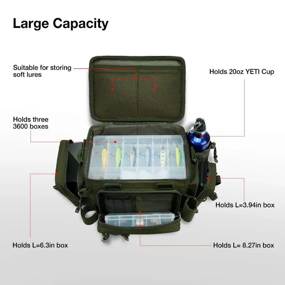 2018 Best Selling Outdoor Fishing Tackle Box Bag Military-Grade Multifunctional Large Storage Tackle Pack