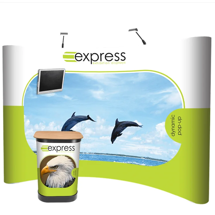 Aluminum Frame Fabric Advertising  10ft portable exhibition booth pop up backdrop display stand