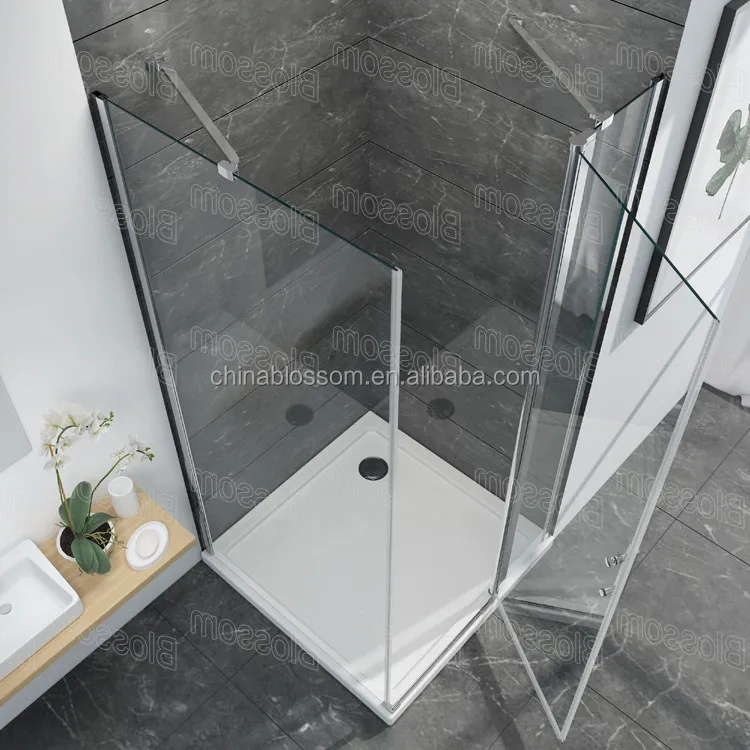 Blossom Deluxe Square Doccia Fiberglass Bathroom Pivot Hinged Folding Glass Cubicle Shower Stall Box,Shower Cabinet