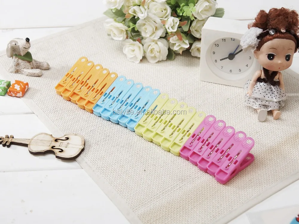 New Abs Material Mini Colorful Stainless Steel Spring Clothespin Drying Clip Clothes Pegs