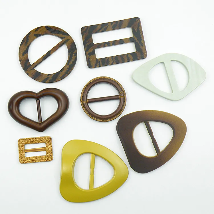 
factory high quality bamboo belt buckle straw ratton plastic woman belt resin buckle 