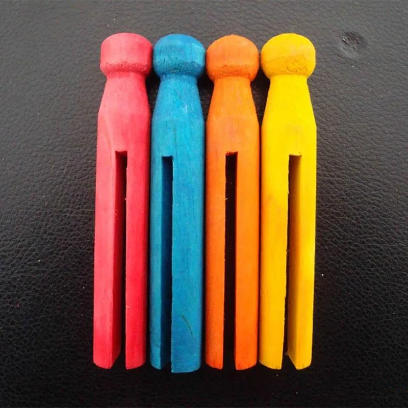 DIY Craft Printed color Wooden Clothes Clips for Children