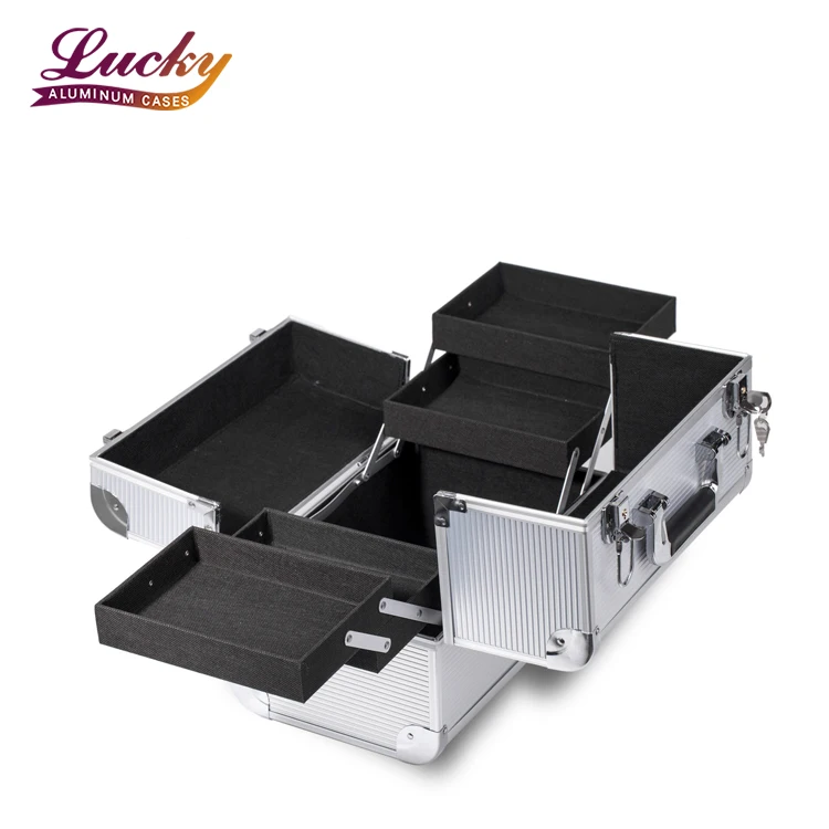 silver dog cat pet grooming tool storage tack box show travel case