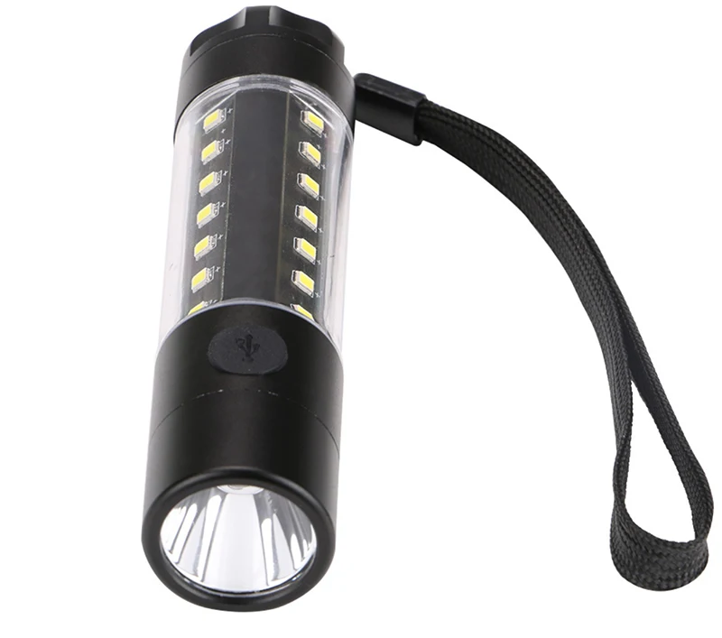3w Aluminum Rechargeable LED Flashlight  with 360 Degree Light 6 Flash Modes