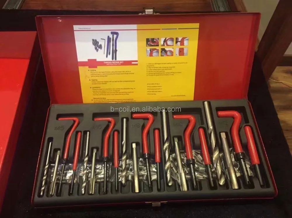131 pcs screw thread repair kit hand tools coils thread insert installation tools kit