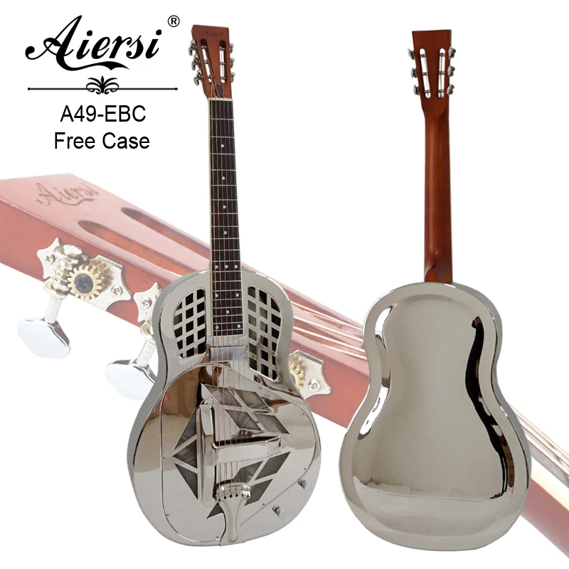 Aiersi Brand Metal Bell Brass Body Bluegrass Electric Tricone Acoustic Resonator Guitar