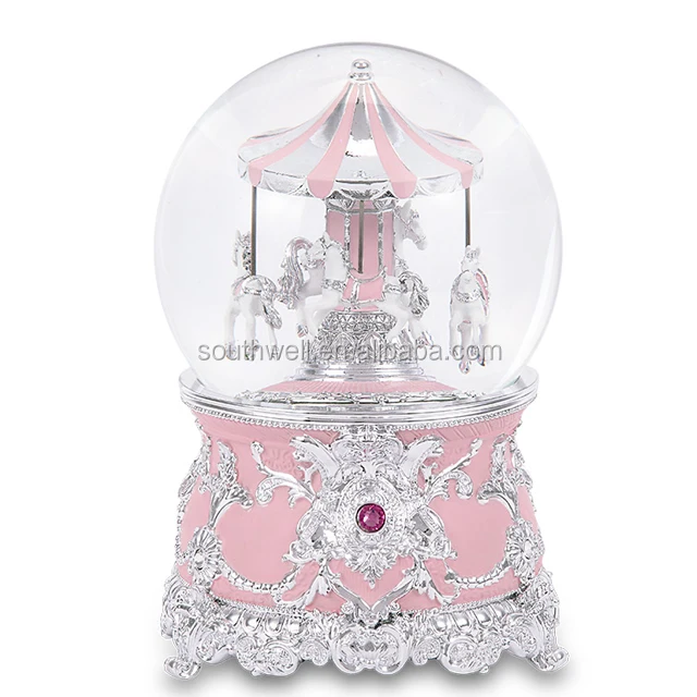 Custom High quality decorative Carousel musical snow globe