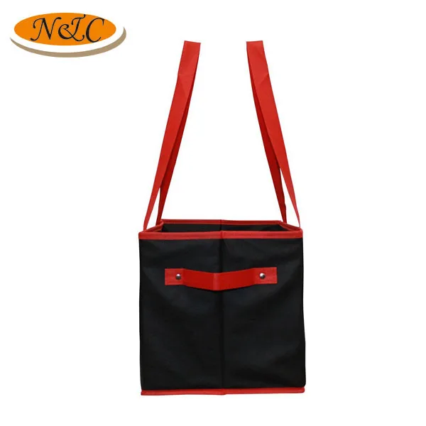 Deluxe collapsible custom grocery bag,extra side handles for easy lifting with reinforced bottom foldable grocery bag