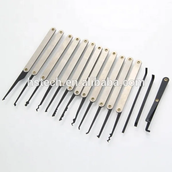 12pcs Unlocking black lock pick set 10pcs Key Extractor Set 1pc Transparent Practice Padlock