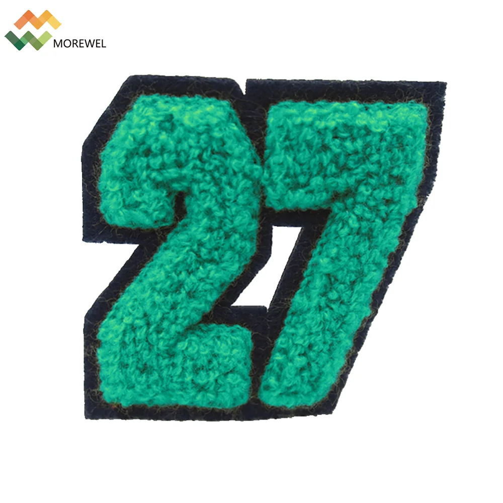 Wholesale 3D chenille patch towel embroidered patches letters applique for sweater