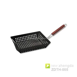 Foldable BBQ Skillet Grill Topper Grill Tray With Non-Stick Coating for Outdoor Roasting Skewers