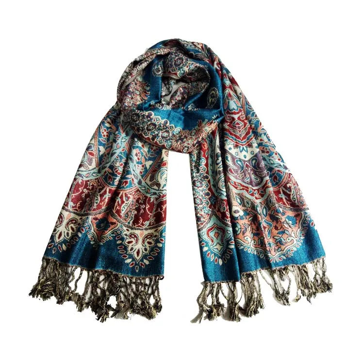High Quality Jacquard Pashmina Shawls Long Scarf China Factory Low MOQ Long Scarf