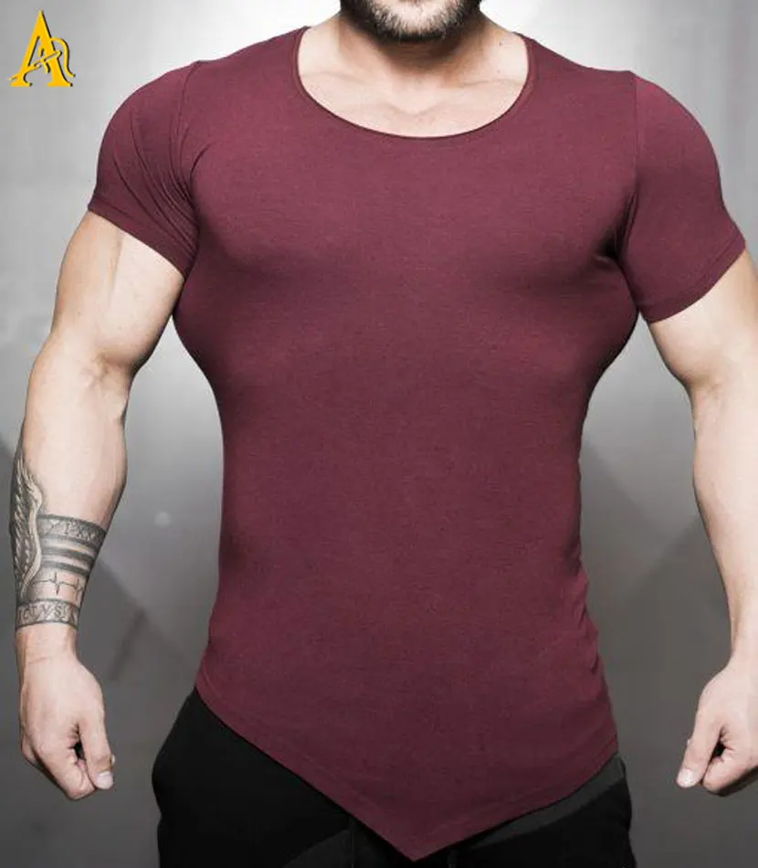 
High Quality 100% Pima Cotton Blank T-shirt Short Sleeve Round Neck Mens T Shirt with Curved Hem 