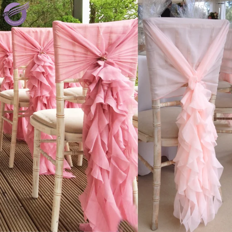 19869 Chair covers Wedding decoration ruffled curly willow chair sash