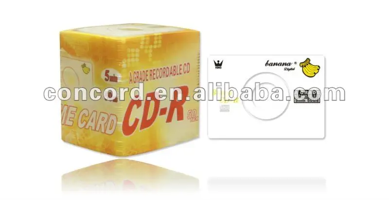 Name car printable Factory Home Supply banana brand blank disc production, recordable mini silver saucer, CD-R storage