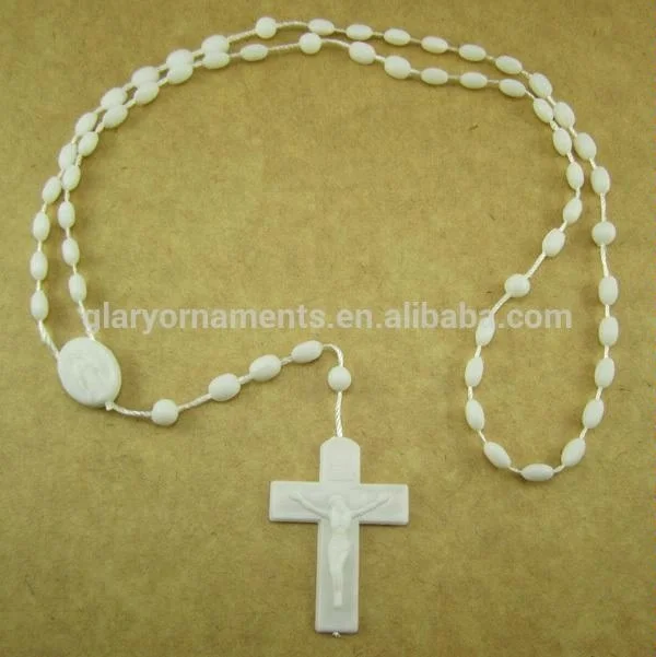 Cheap white nylon plastic rosary